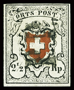 Orts-Post mit Kreuzeinfassung, Type 9, farbfrisch
