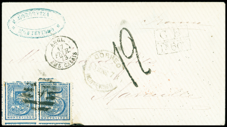 URUGUAY 1873, Envelope de Montevideo 15 ENE 73, affr.
