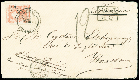 MEXIQUE 1872, Enveloppe portant 25c rouge du district