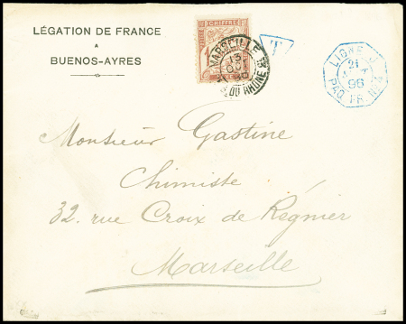 ARGENTINE 1896, Enveloppe non-affranchie confiée à