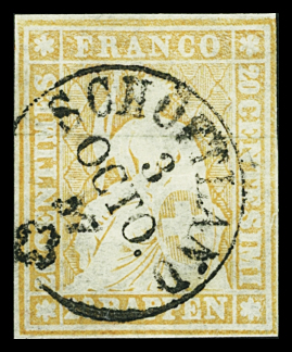 20Rp. orange, dünnes Papier, farbfrisch und weissrandig,