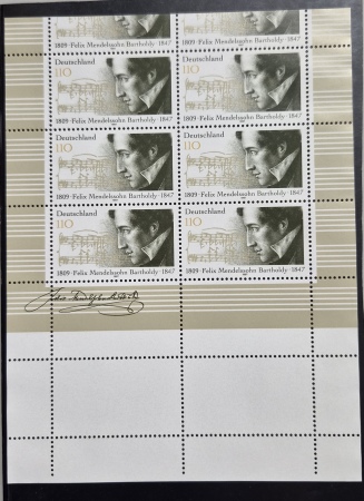 1997, bloc Felix Mendelssohn Bartholdy avec belle variété