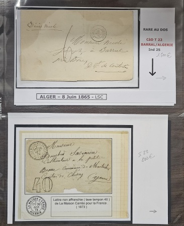 1856-1879, Huit lettres d'Algérie avec indices rares