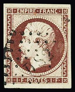 N°18 1f carmin, obl. losange DS2, TTB. Signé Calves