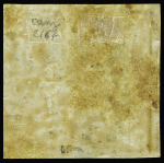 N°10b 25c bleu foncé, gomme d'origine jaunie, en BLOC