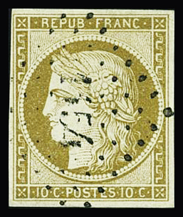 N°1 10c bistre-jaune, obl. PC 1154 de Durtal, Maine-et-Loire