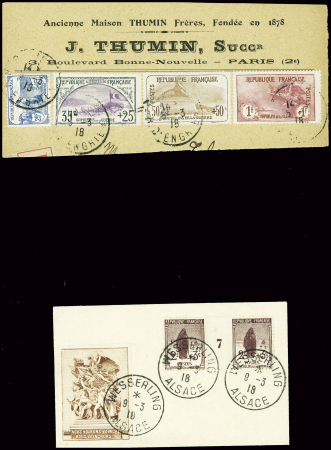 N°154 + 153+ 152 +151, obl. CaD 1918 sur fragment;