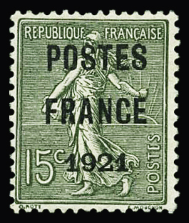N°34a POSTES FRANCE 1921, 15c vert-bronze, neuf sans