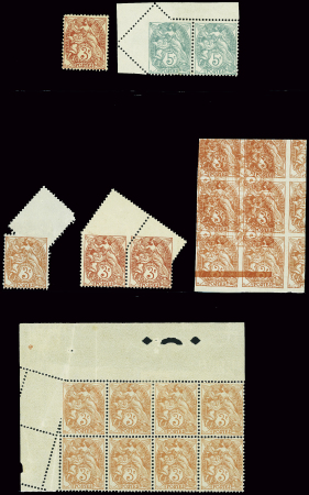 N°109 3c orange, lot de 5 belles variétés, dont 109i