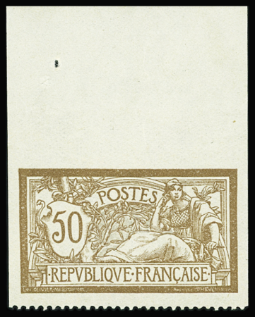 N°120j 50c brun et gris Merson, variété dentelé sur