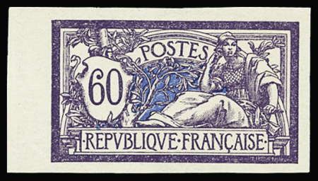 N°144b 60c violet et bleu Merson, variété non dentelé