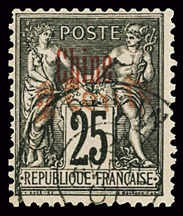 N°19 2c sur 25c noir sur rose, obl., TB. Signé A.Brun