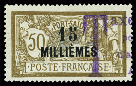 TAXE Poste n°55 15m sur 50c brun, annulé par griffe