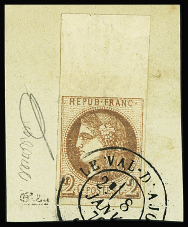 N°40Bb 2c nuance marron, bord de feuille intégral,