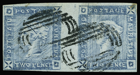 1859 LAPIROT 2d blue pair, used, very fine. Signed