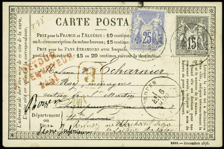 Trois cartes précurseurs en recommandé affr. 77 +78