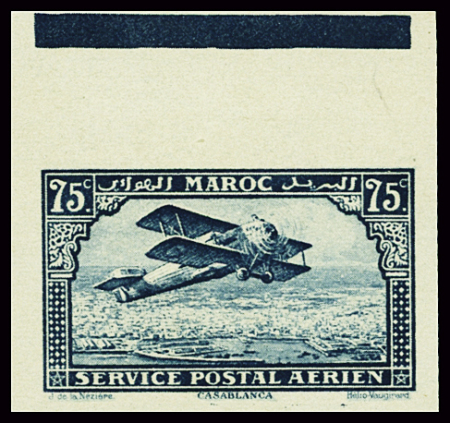 POSTE AERIENNE N°4 75c. bleu + n°4a ND avec bdf et