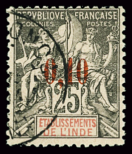 N°21 0,10 c. sur 25 c. noir sur rose (tirage 2100ex.),