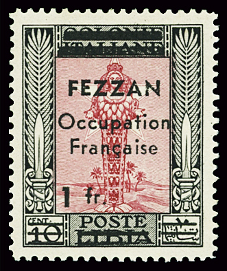 N°3 1f sur 10c. noir et rouge carminé + n°7 5f sur