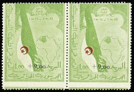 N°363A +9 sur 1f vert et rouge en paire, "Timbre du