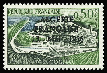 15 valeurs non émises, surchargées Algérie française