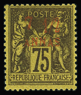 N°9 7 1/2  sur 75c. violet sur jaune (R), neuf *, TB