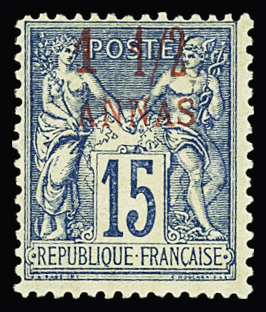N°3c 1 1/2a. sur 15c. bleu, 2 variétés avec erreur