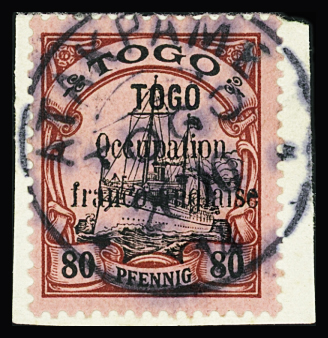 N°29 80pf. rouge et noir sur rose obl. càd central