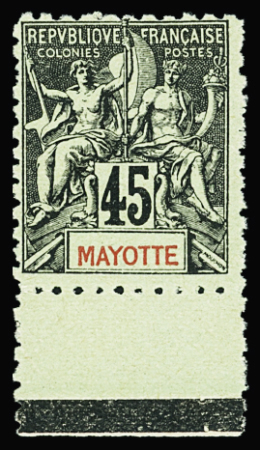 N°19a 45c. noir sur vert, variété dentelé 11, bdf,
