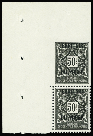 TAXE N°6b 50c. noir, variété ND tenant à normal, CdF,