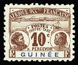 TAXE N°9a 10c. brun-rouge, variété dentelé 11, neuf