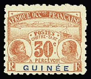 TAXE N°12a 30c. rouge sur chamois, variété dentelé