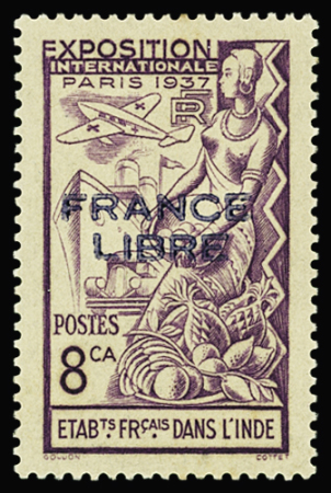 N°156c 8ca. violet, variété surcharge f bleue, neuf