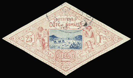 N°20 25 f rose et bleu, obl., TB