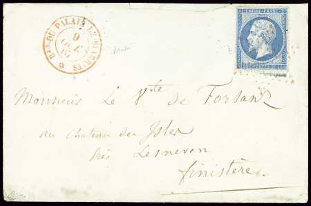 N°22 obl étoile muette rouge + CAD "Bau du Palais de