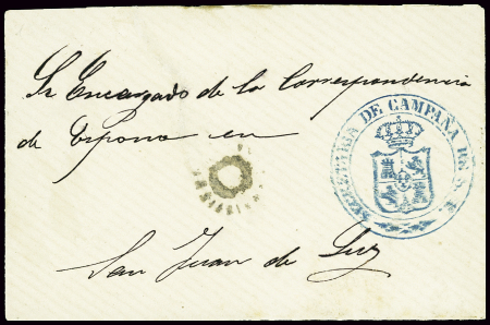 Lettre en franchise avec cachet bleu avec armoiries