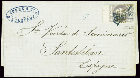 Lettre datée de Bordeaux pour santesban (Espagne -