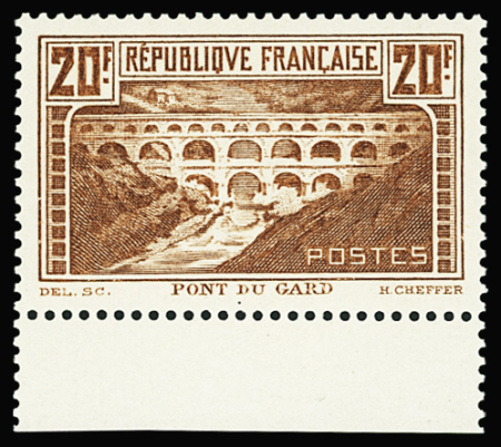 N°262A 20f  Pont du Gard, type I, bdf, neuf **, TTB