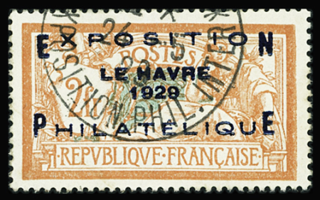 N°257A Expo le Havre, 2f orange et vert bleu, avec