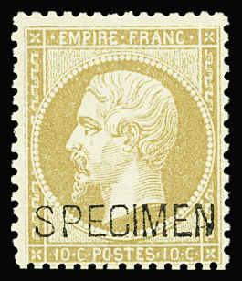 N°21c 10c bistre surchargé SPECIMEN, neuf **, TB. Signé