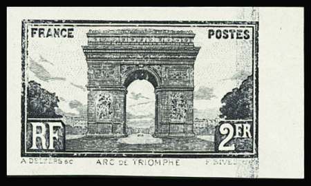 N°258 2f Arc de Triomphe, essai en noir, très bien