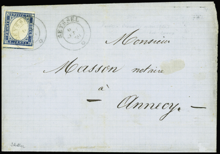 Càd SEYSSEL 6.9.59 sur Sardaigne n°12 20c avec trois