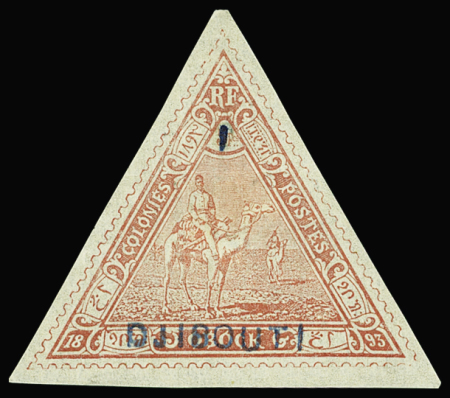 N°4 1f sur 5f rouge, neuf *, un point d'aminci sinon