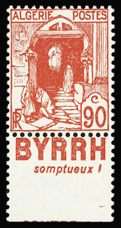 N°137Aa 90c. rouge, variété avec bande publicitaire,