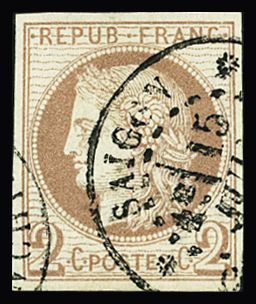 N°15 2c. rouge-brun, obl. SAIGON, TB. Signé Scheller