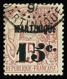N°18A 15c. sur 25c. rose, obl., TB, RR (tirage 100