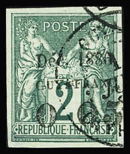N°1 0f05 sur 2c. de 1877, variété type II sans f, obl.,