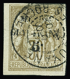 N°7 5c. sur 30 c. de 1877, obl. càd Les Roches, TB,