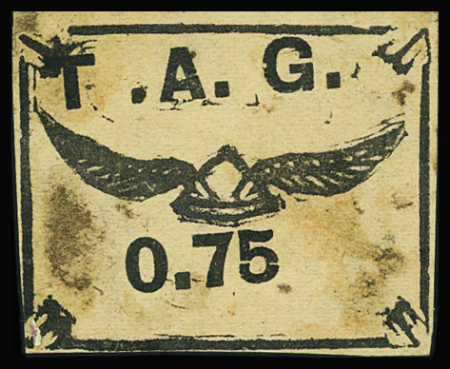 POSTE AERIENNE N°3 75c. noir sur saumon, neuf sans