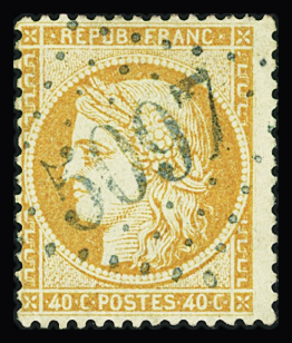 ORDOU N°38 40c orange, Oblitération bleue GC 5097,